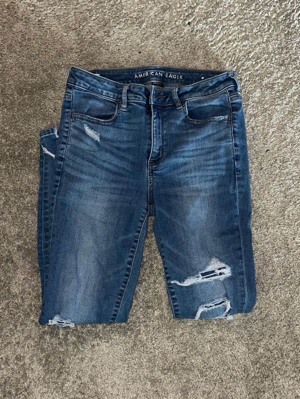 American Eagle Outfitters Blue Ripped Skinny Jeans
